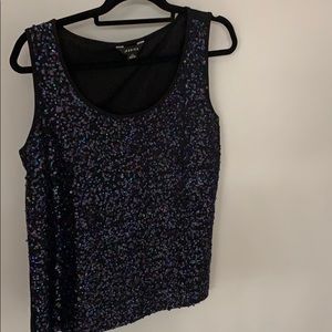 Sequinned front, solid black back comfortable top!